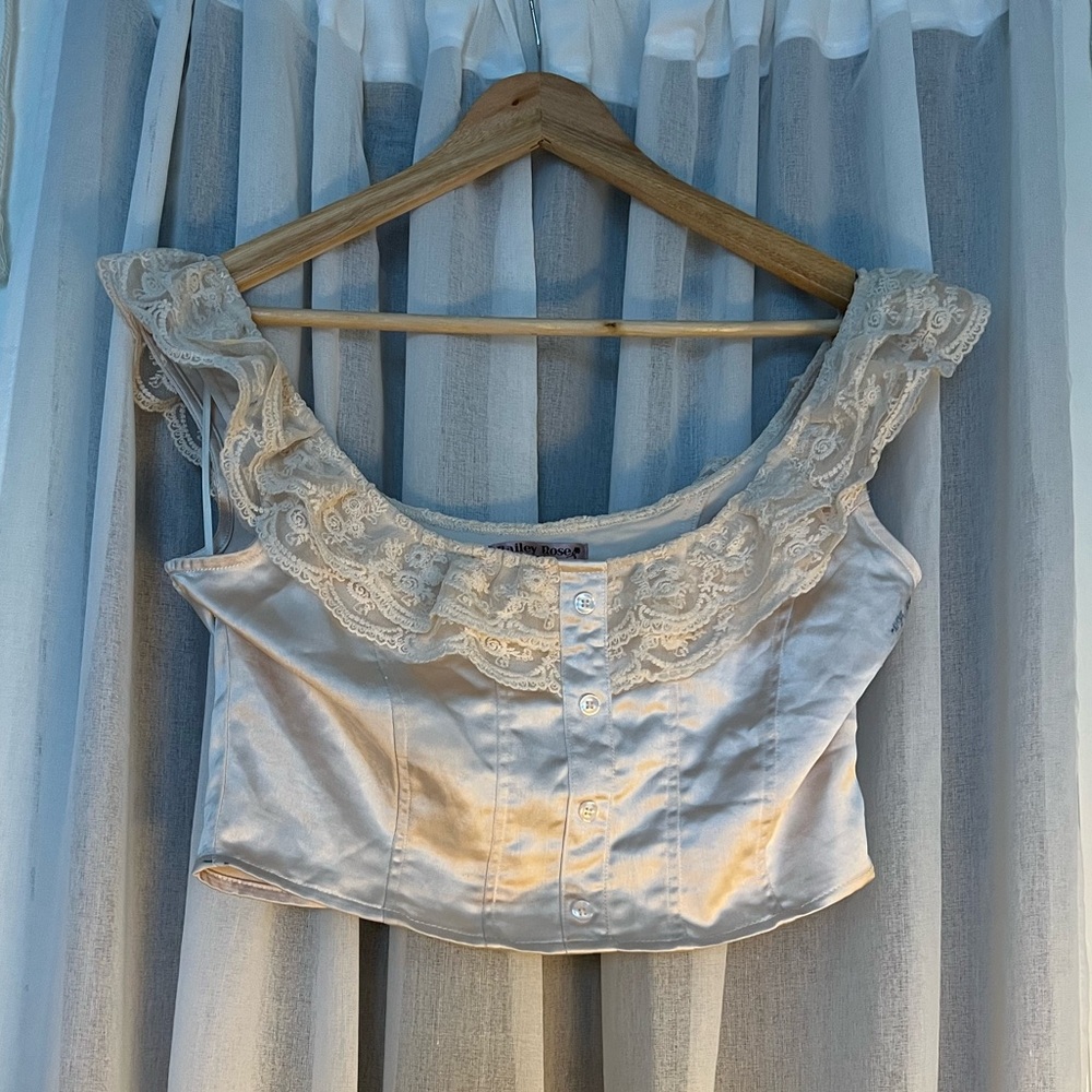 Cream Embellished Crop Corset Blouse